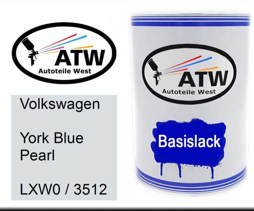 Volkswagen, York Blue Pearl, LXW0 / 3512: 500ml Lackdose, von ATW Autoteile West.
